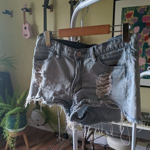 Ripped jeans shorts, high waisted